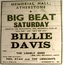 08/06/63 : Sensational Girl Recording Star &ndash; Billie Davis at Atherstone Memorial Hall