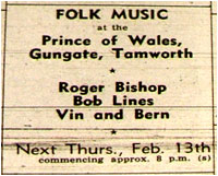 13/02/69 - Folk Music at the Prince of Wales, Roger Bishop, Bob Lines, Vin & Bern