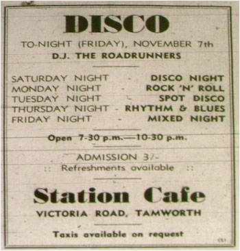 07/11/69 - Disco, DJ – The Roadrunner, Station Caf&eacute;, Victoria Road, Tamworth